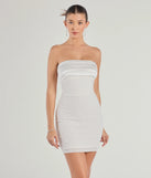 Fatima Strapless Beaded Bodycon Mini Dress, a trendy ivory mini dress featuring modern details and a fresh seasonal hue, perfect for creating chic 2025 looks.