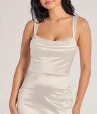 Step into milestone moments with the Laina High Slit Satin Midi Dress, a standout in white dresses perfect for birdal showers, Easter celebrations, and 2025 grad looks.
