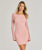 Shea Pearl Beaded Long Sleeve Mini Dress, a trendy pink mini dress featuring modern details and a fresh seasonal hue, perfect for creating chic 2025 looks.