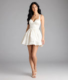 Shine with confidence, elegance, and standout style in the Kimmie Lace-Up Corset Satin Skater Dress—a ivory graduation dress designed with a fresh silhouette and the latest trends.