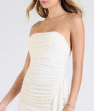 Own every entrance in the Camille Beaded Sequin Bodycon Mini Dress, a ivory party dress perfect for milestone birthdays and grad parties, or dancing through summer nights and unforgettable bachelorette celebrations.