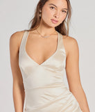 Step into milestone moments with the Sheila Lace-Up Satin Midi Formal Dress, a standout in ivory dresses perfect for birdal showers, Easter celebrations, and 2025 grad looks.