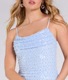 Make a bold statement in the Maryanne Bodycon Beaded Formal Midi Dress in light blue, the perfect spring dress for weddings, cocktail hours, nights out, and/or seasonal celebrations.