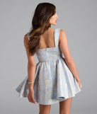 Soak up the season in the Cassie Corset Floral Jacquard Party Skater Dress, a light blue sundress styled for easy days, outdoor plans, and everything in between.