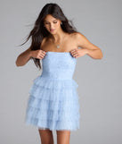 Arie Strapless Rhinestone A-Line Party Dress