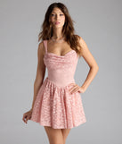 Selina Cutout Back Lace Glitter Skater Dress