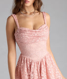 Selina Cutout Back Lace Glitter Skater Dress