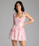 Leoni Lace-Up Corset Floral Skater Dress