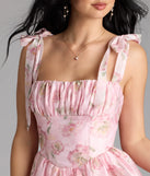 Leoni Lace-Up Corset Floral Skater Dress