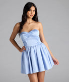Lorena Satin Strapless Skater Dress