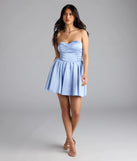 Lorena Satin Strapless Skater Dress