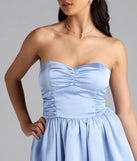 Lorena Satin Strapless Skater Dress