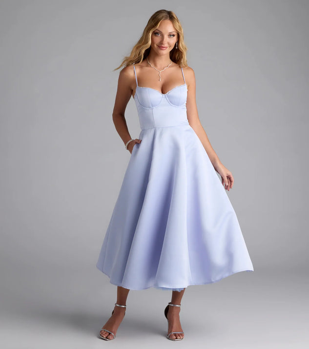 Georgie Sweetheart A-Line Satin Midi Dress | Windsor Georgie Sweetheart A-Line Satin Midi Dress | Windsor