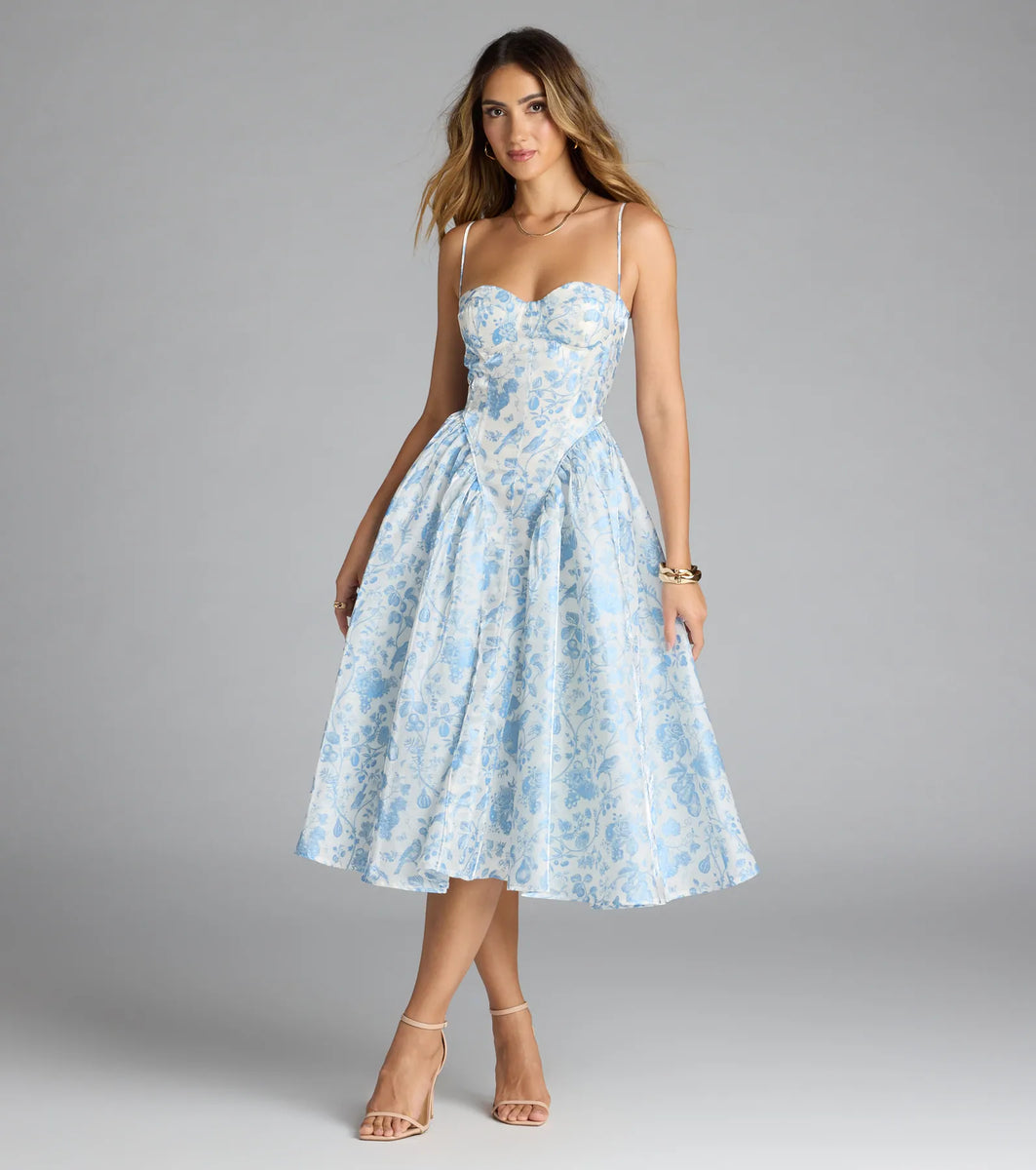 Clarabelle Sweetheart A-Line Midi Formal Dress & Windsor