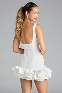 backless ruffle detailing mini dress Iolanda Backless Ruffle Detailing Mini Dress in Brown