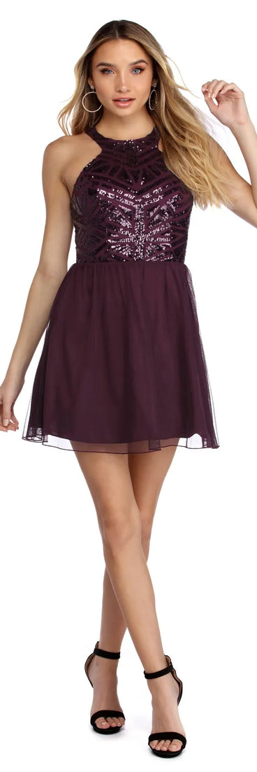 Jaiden Sequin Chevron Dress