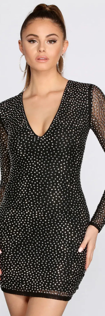 Ria Heat Stone Formal Mini Dress