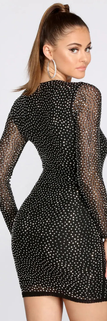 Ria Heat Stone Formal Mini Dress