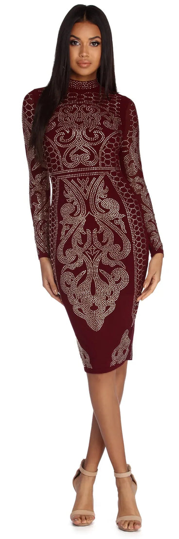 Arabella Formal Heat Stone Mesh Dress