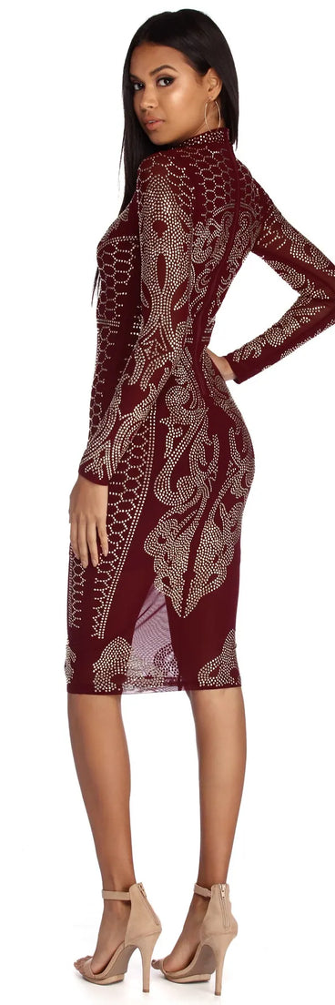 Arabella Formal Heat Stone Mesh Dress