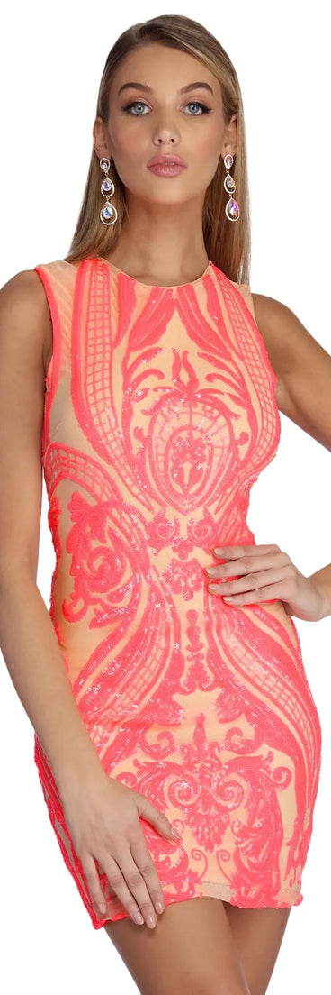 Kiki Formal Neon Sequin Dress