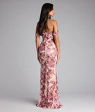A stunning pick for an engagement photoshoot outfit or autumn wedding guest dress, this fall formal dress showcases the Tess Floral Off-The-Shoulder Formal Dress in purple with a graceful silhouette that captures the moment.