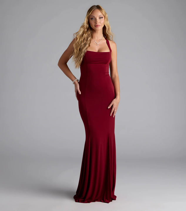 Feel instantly put-together in the Nicola Strappy Tie-Back Mermaid Dress in wine, a summer wedding guest dress designed for confident style and all-out celebration.