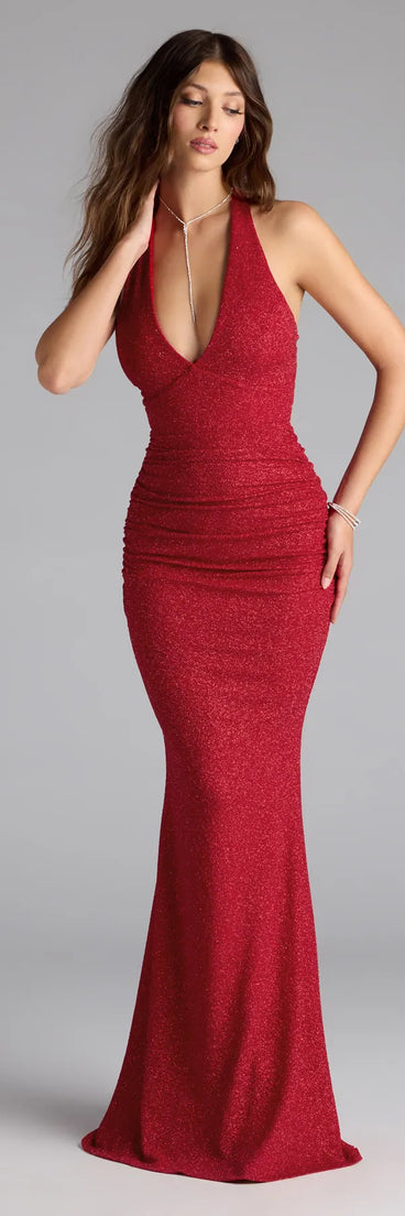 The Corinne Glitter Knit Strappy Back Mermaid Dress is your new go-to red dress—effortless, versatile, and made to update your fall style in seconds.