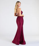 Make a statement in the Marva Lace-Up Rhinestone Mermaid Formal Dress in wine, a bold red prom dress designed to exude confidence, elegance, and a striking prom-night look.