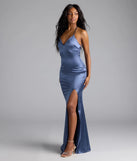 Kenna Satin Lace-Up Mermaid Dress