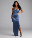 Shandra Strapless Lace-Up Satin Formal Dress