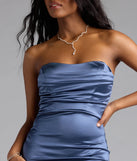 Shandra Strapless Lace-Up Satin Formal Dress