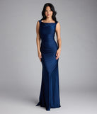 Own the spotlight in the Blanca Boat Neck Mermaid Formal Dress, a navy blue formal dress crafted to deliver luxe style for summer weddings, Army Balls, or any special event.