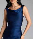Own the spotlight in the Blanca Boat Neck Mermaid Formal Dress, a navy blue formal dress crafted to deliver luxe style for summer weddings, Army Balls, or any special event.