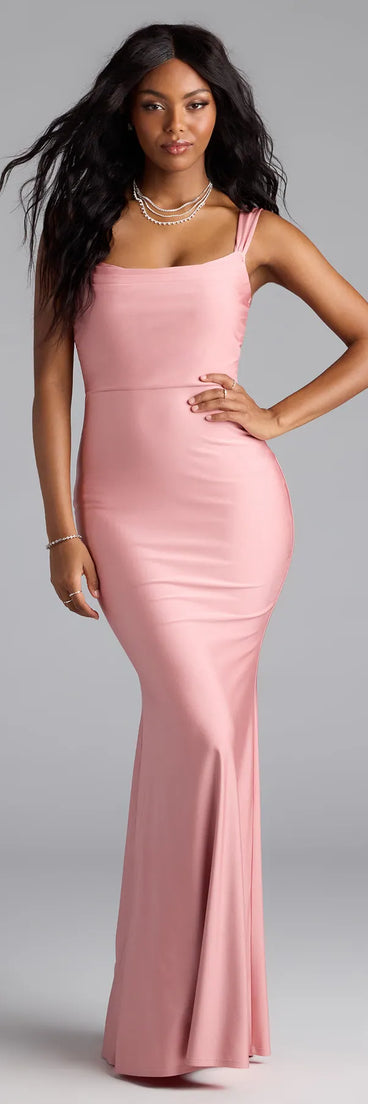 Feel instantly put-together in the Abby Cowl Neck Mermaid Formal Dress in mauve, a stylish wedding guest dress designed for confident style and all-out celebration.