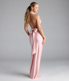 Darla Halter Open Back Bow Slit Formal Dress