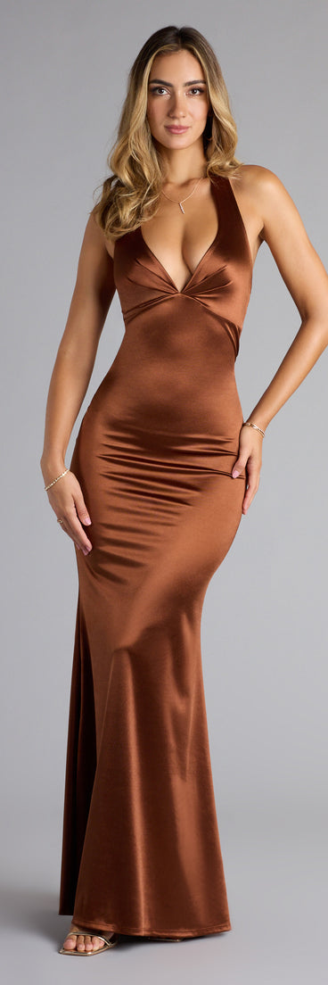 Eloise Satin V-Neck Halter Mermaid Formal Dress | Windsor Eloise Satin V-Neck Halter Mermaid Formal Dress | Windsor