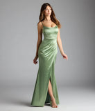 Alaine Lace-Up Slit Mermaid Satin Formal Dress