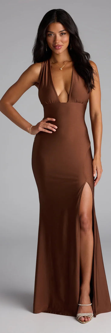 The Lucena Convertible Mermaid Formal Dress is your new go-to brown dress—effortless, versatile, and made to update your fall style in seconds.