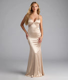 Own the spotlight in the Aimee Strappy Back Mesh Trim Mermaid Formal Dress, a gold formal dress crafted to deliver luxe style for summer weddings, Army Balls, or any special event.