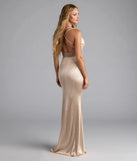 Own the spotlight in the Aimee Strappy Back Mesh Trim Mermaid Formal Dress, a gold formal dress crafted to deliver luxe style for summer weddings, Army Balls, or any special event.