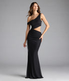 Turn heads at Prom 2025 in this black prom dress, where statement-making details meet the iconic style of the Idella One-Shoulder Cutout Mesh Formal Dress.