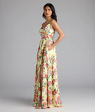 Robina Lace-Up A-Line Floral Satin Formal Dress