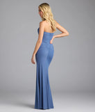 Own the spotlight in the Kenzie Corset Mermaid Mesh Formal Dress, a denim blue formal dress crafted to deliver luxe style for summer weddings, Army Balls, or any special event.