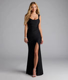 Feel instantly put-together in the Kaitlin Low Back Slit Mermaid Formal Dress in black, a summer wedding guest dress designed for confident style and all-out celebration.