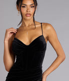 Fia Sleeveless Velvet Wrap Corset Mermaid Dress