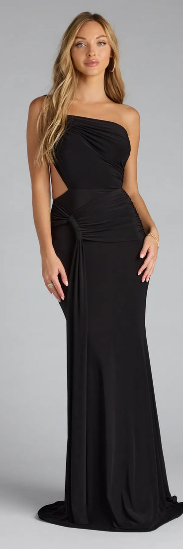 The Julietta One Shoulder Mermaid Formal Dress is your new go-to black dress—effortless, versatile, and made to update your fall style in seconds.