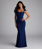Own the spotlight in the Camren Lace-Up Mermaid Mesh Formal Dress, a navy blue formal dress crafted to deliver luxe style for summer weddings, Army Balls, or any special event.