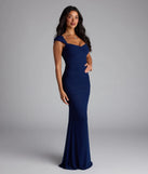 Own the spotlight in the Camren Lace-Up Mermaid Mesh Formal Dress, a navy blue formal dress crafted to deliver luxe style for summer weddings, Army Balls, or any special event.