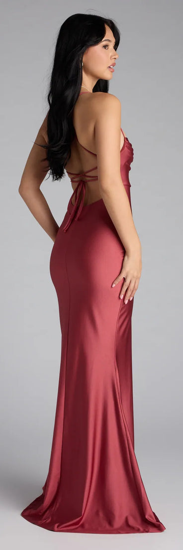 Style your seasonal looks with the Delia Formal Cowl Neck Long Dress, a trend-right, mauve fall dress designed for any plan on your calendar with new and unqiue details.